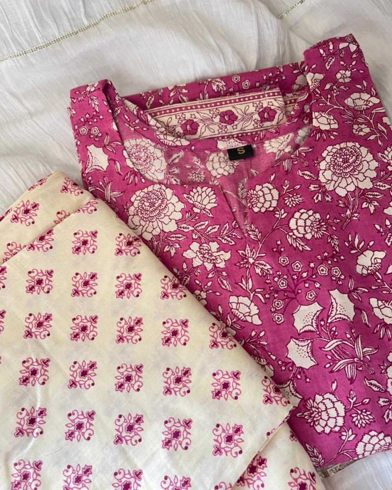 PURPLE FLORAL KURTA PANT SET