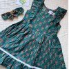 GREEN LITTLE FLORAL MOTIFS KIDS FROCK