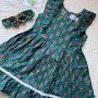 GREEN LITTLE FLORAL MOTIFS KIDS FROCK