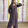 BLACK IKAT KURTA BOTTOM SET