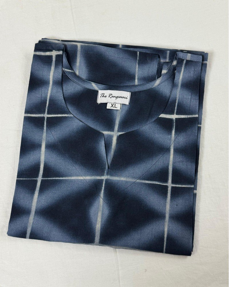 GEOMETRIC BOX MOTIF LONG STRAIGHT KURTI