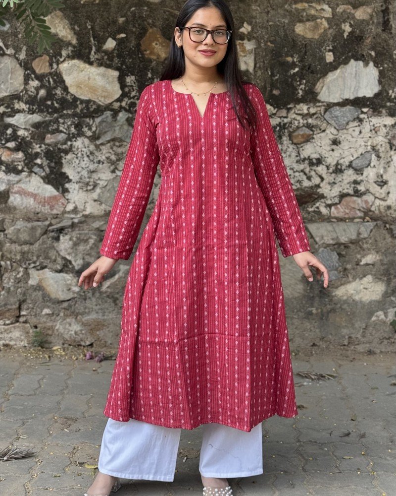 LIGHT GREEN MOTIF A LINE KURTI