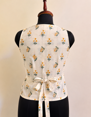 OFF WHITE YELLOW FLOWER BOOTA VEST TOP
