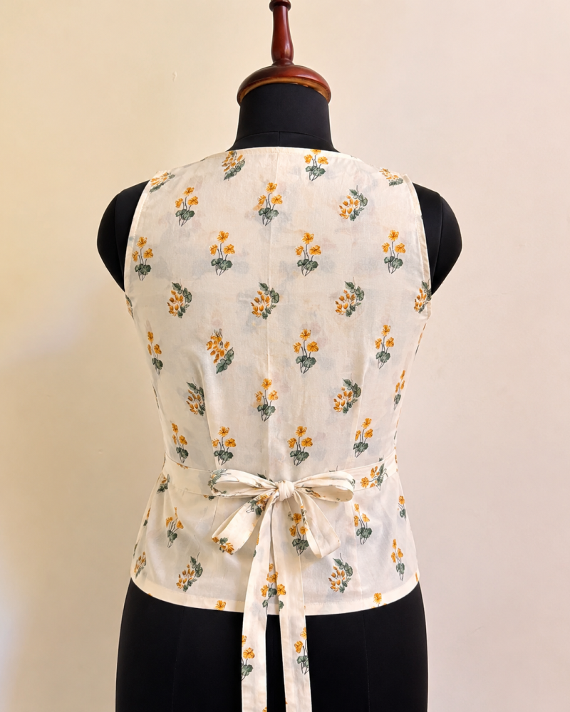 OFF WHITE YELLOW FLOWER BOOTA VEST TOP
