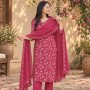 MAGENTA FLORAL MOTIF SUIT SET