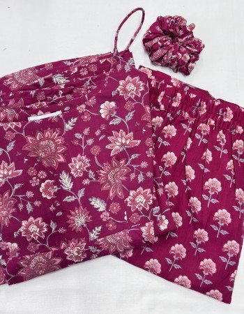 MAGENTA FLORAL MOTIF SUIT SET 