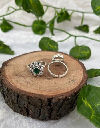 GREEN STONE SILVER 925 TOE RINGS