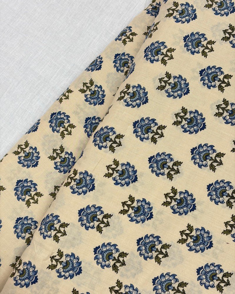 BLUE FLOWER BOOTA LONG STRAIGHT KURTI