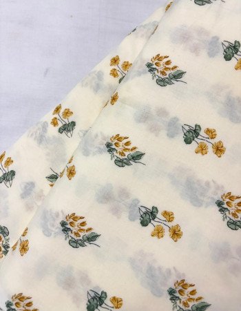 OFF WHITE YELLOW FLOWER BOOTA LONG STRAIGHT KURTI