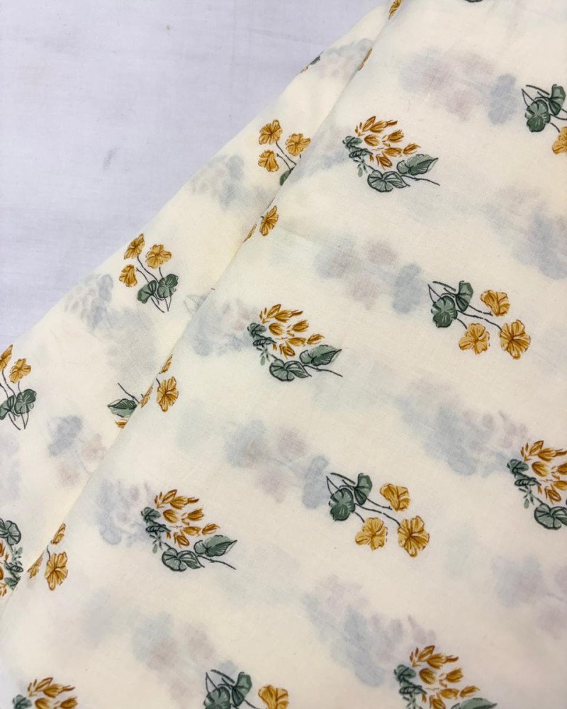OFF WHITE YELLOW FLOWER BOOTA A LINE KURTI