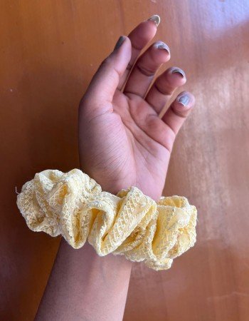 YELLOW CHIKANKARI SCRUNCHY