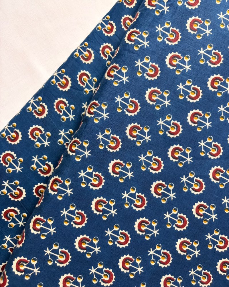 INDIGO MOTIF SUPER SHORT STRAIGHT KURTI