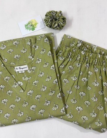 GREEN BOOTA KURTA BOTTOM SET