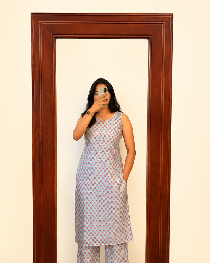SKYBLUE KURTA BOTTOM SET