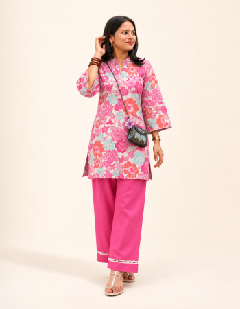 SOLID PINK FLORAL FARSI SET