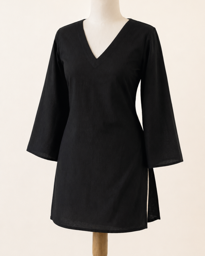 BLACK SHORT STRAIGHT KURTI