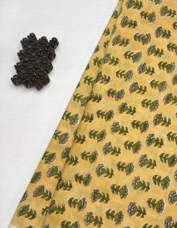 YELLOW MOTIF HANDBLOCK VEST TOP