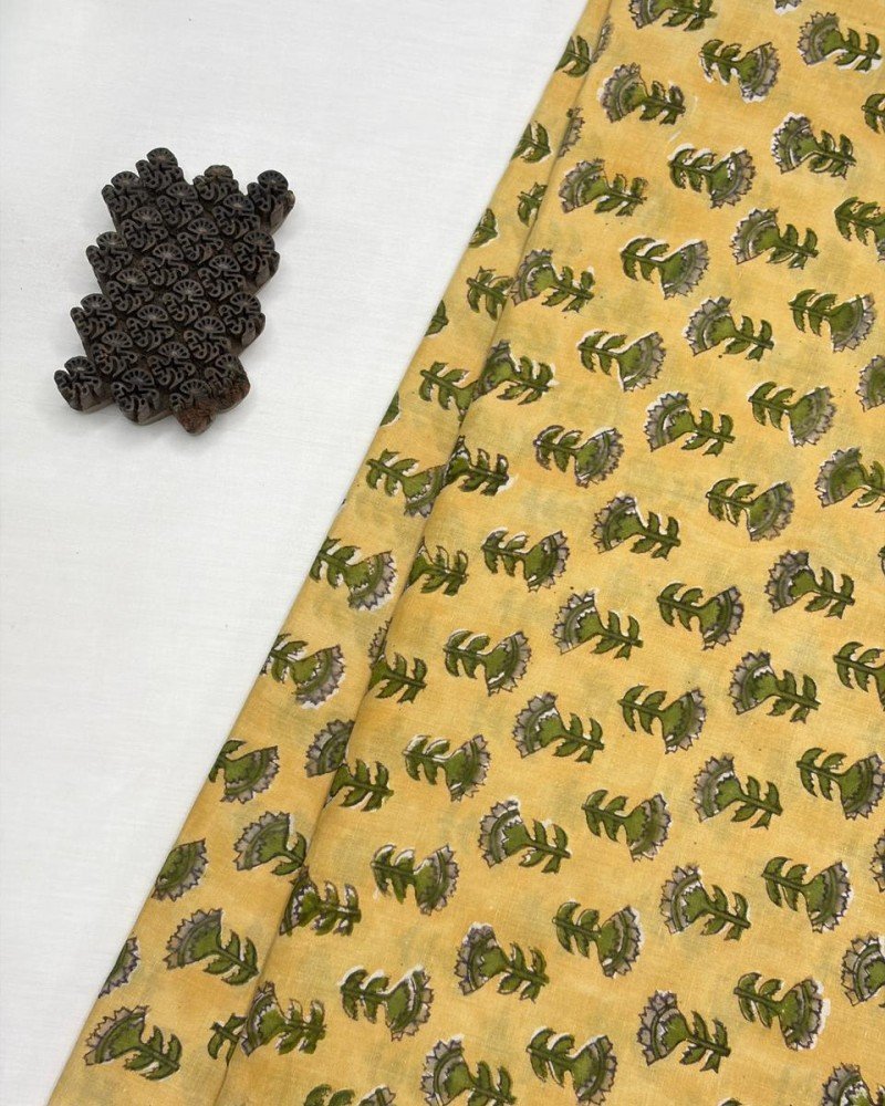 YELLOW MOTIF HANDBLOCK VEST TOP