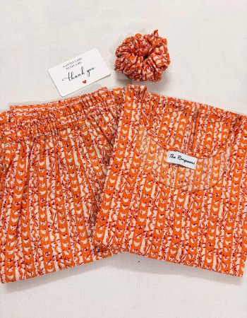 ORANGE KANTHA KIDS KURTA PANT SET