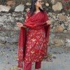 RED FLORAL MOTIF SUIT SET 