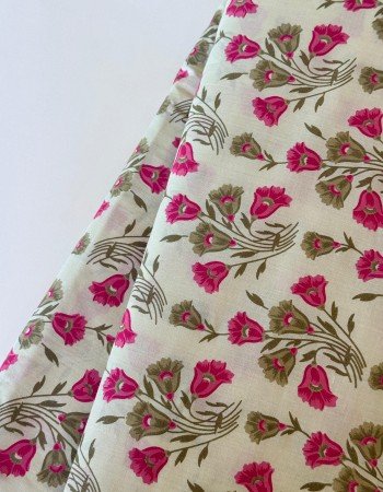 CREAM PINK FLOWER MOTIF NIGHT SET