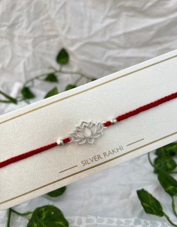 SILVER 925 HALLMARKED LOTUS 2 RAKHI 