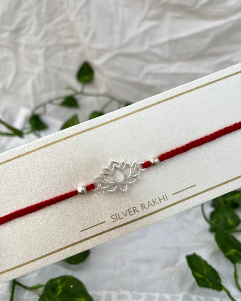 SILVER 925 HALLMARKED LOTUS 2 RAKHI 