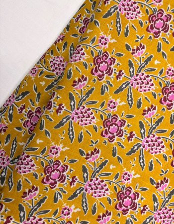 MUSTARD FLORAL LONG STRAIGHT KURTI