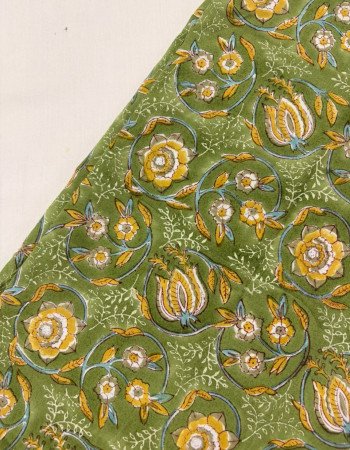 GREEN HANDBLOCK KURTA BOTTOM SET