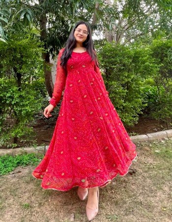 CHIFFON BANDHEJ ANARKALI