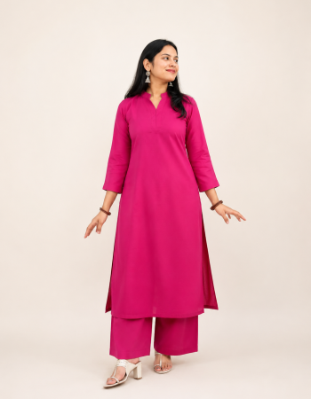 SOLID PINK KURTA BOTTOM SET