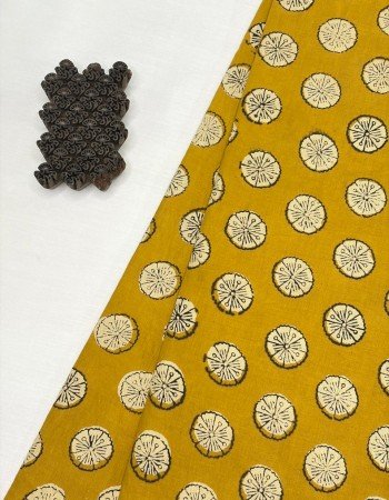 MUSTARD MOTIF BAGRU HANDBLOCK LONG STRAIGHT KURTI