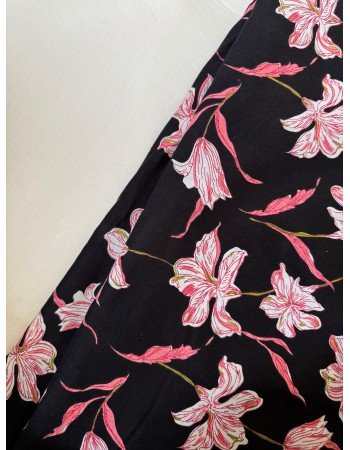BLACK FLORAL LONG STRAIGHT KURTI