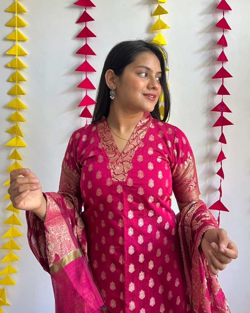 RANI CHANDERI GHARARA SET