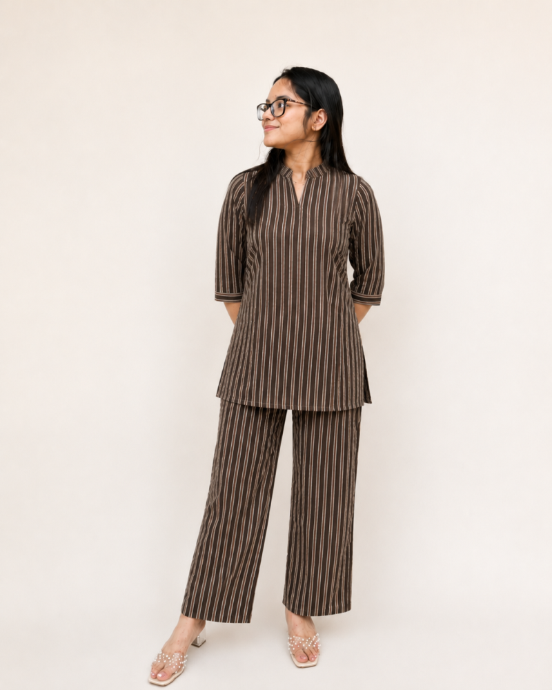 BROWN LINING CO-ORD SET