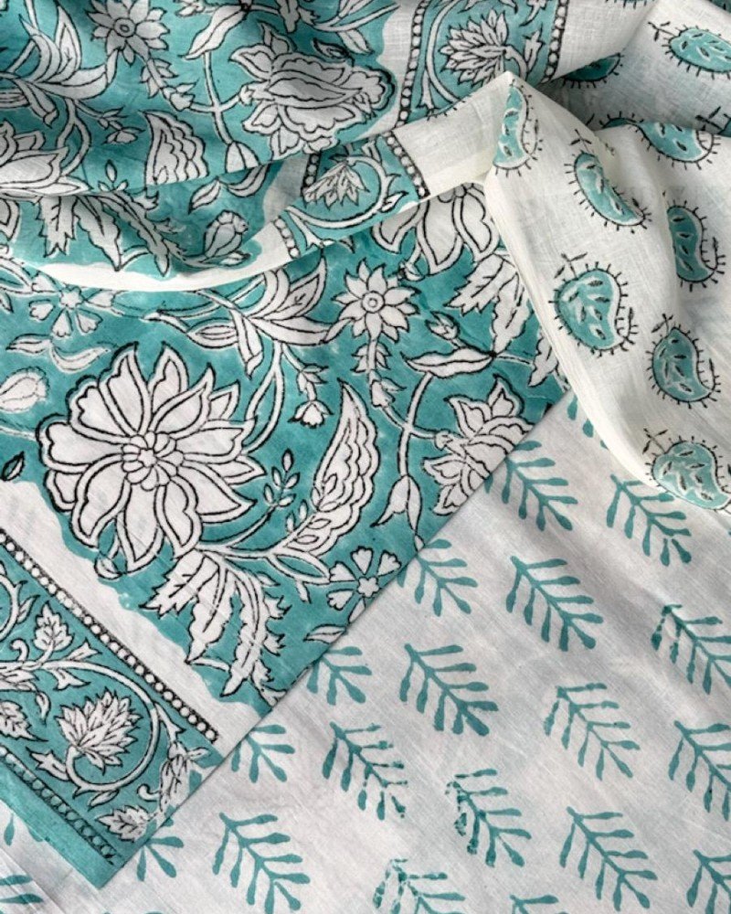 LIGHT FEROZI FLORAL COTTON SUIT SET