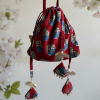 RED MOTIF HANDBLOCKED POTLI BAG