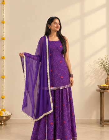 BANDHEJ SHARARA SUIT SET