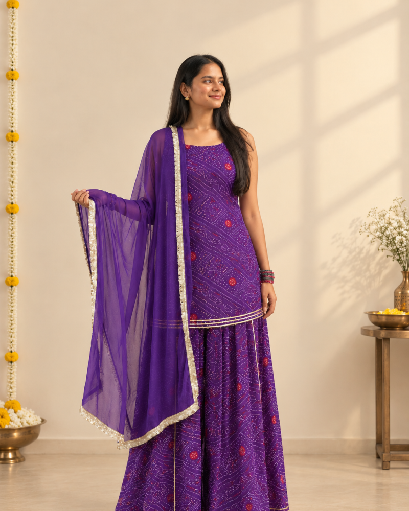 BANDHEJ SHARARA SUIT SET