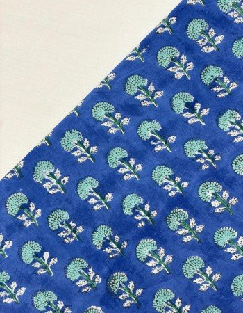 BLUE MOTIF HANDBLOCK LONG STRAIGHT KURTI