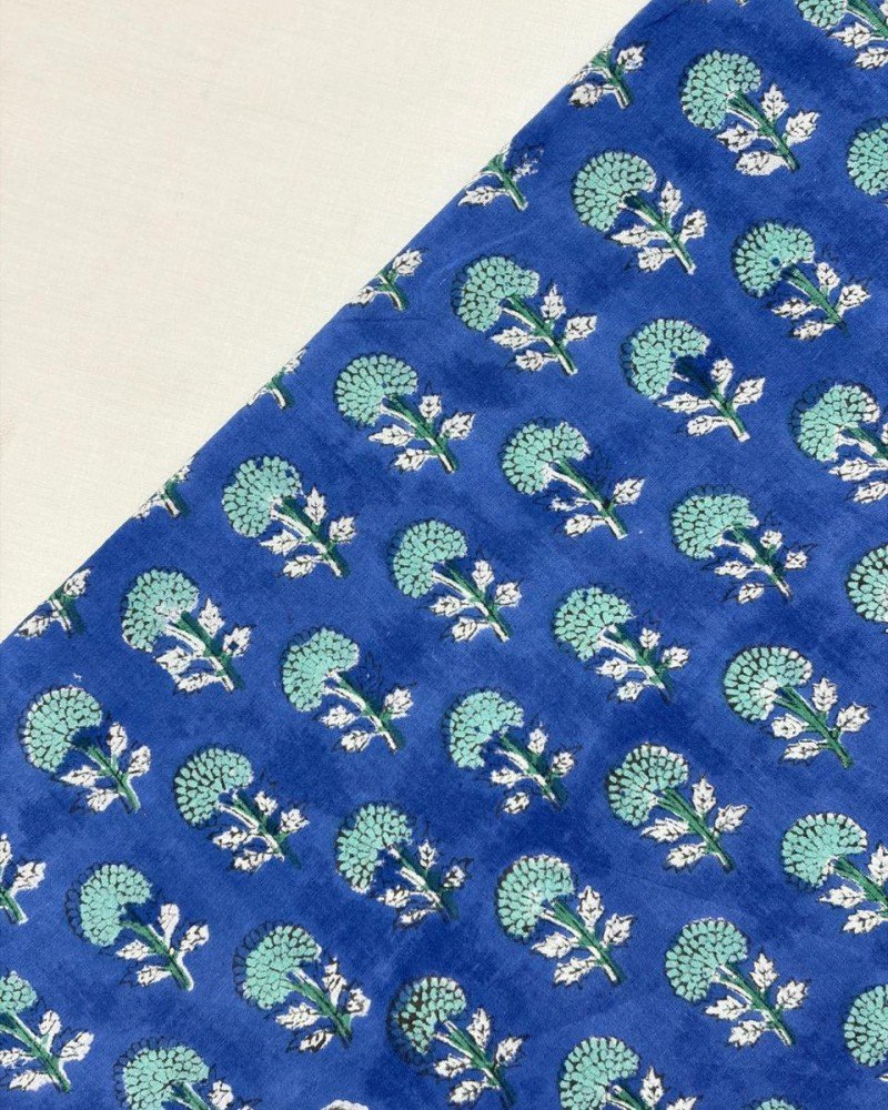 BLUE MOTIF HANDBLOCK LONG STRAIGHT KURTI