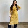 YELLOW MOTIFS LONG STRAiGHT KURTI
