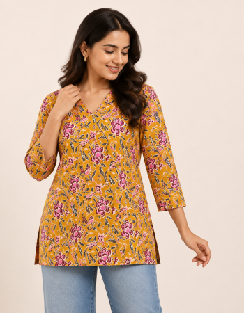 MUSTARD SHORT STRAIGHT KURTI