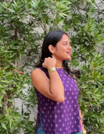 PURPLE BANDHANI MOTIF PIHU TOP