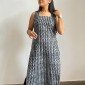 BLACK LITTLE LEAF LONG STRAIGHT KURTI