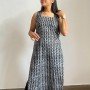 BLACK LITTLE LEAF LONG STRAIGHT KURTI