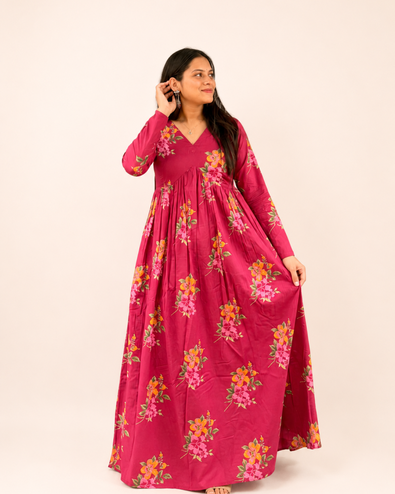 DARK MAROON FLOWER SABAH SET