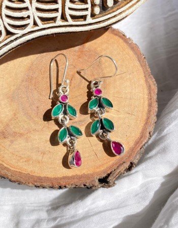 LEAF DANGLING STERLING SILVER EARRINGS
