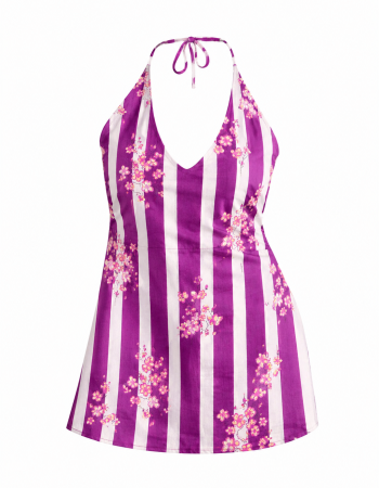 PURPLE LINING FLOWER BOOTA BACKLESS SHORT KURTI