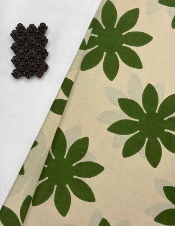 GREEN FLOWER HANDBLOCK COORD SET